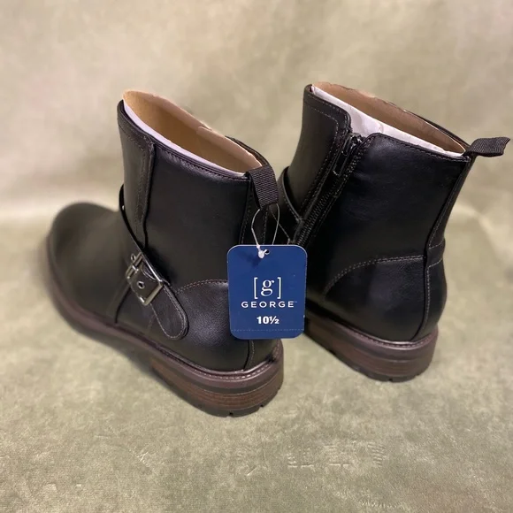 George Black Faux Leather Buckle Boots - Picture 6 of 9